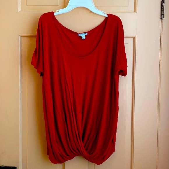 Old Navy red short sleeved blouse with cinched bottom. Size L. - Picture 1 of 4